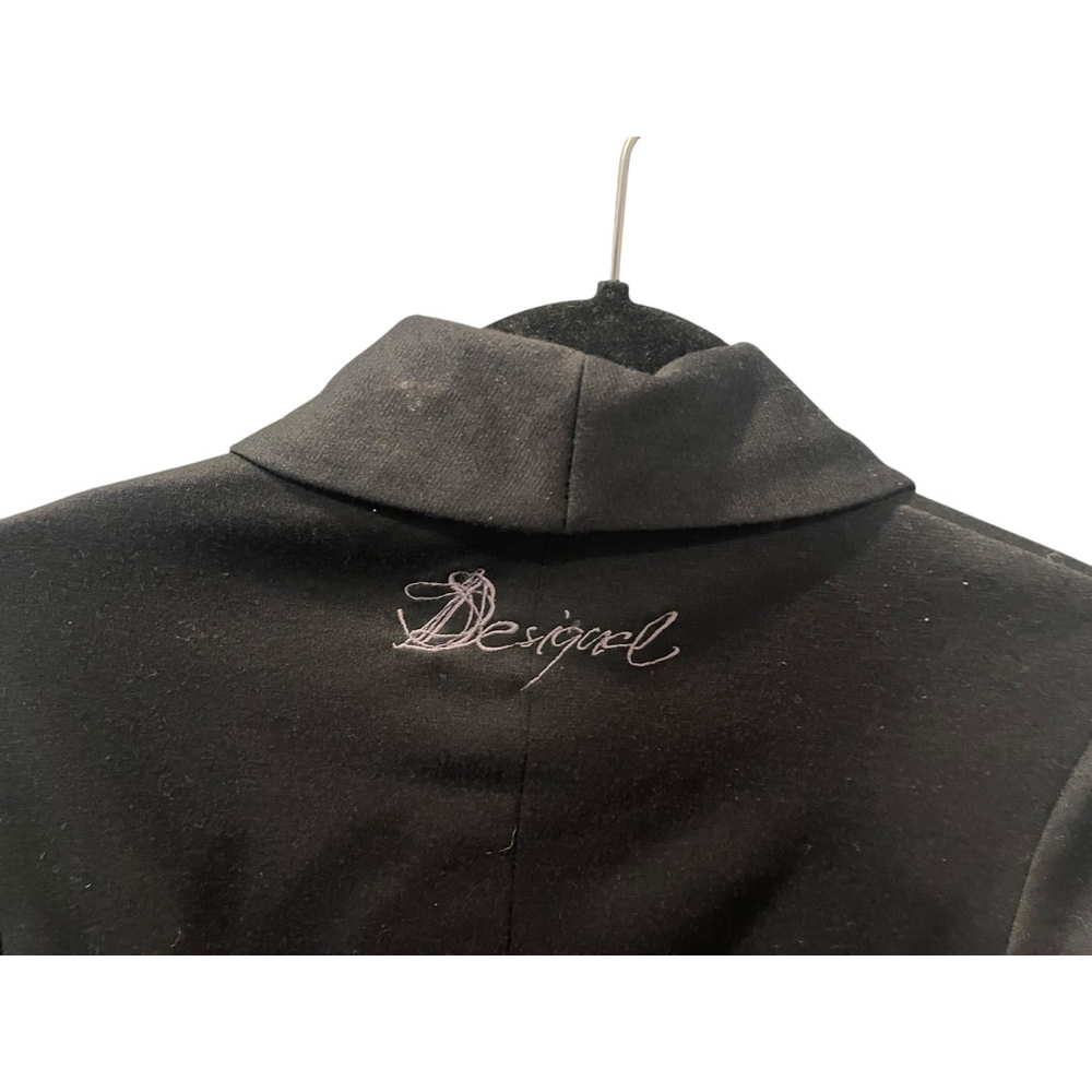 Desigual Floral Y2K Theme Black Blazer Women Size 40 Large Business Casual Lined - Picture 6 of 7